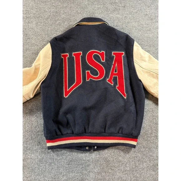 Vintage Nike US Soccer Varsity Jacket Mens Small Navy Blue Wool Leather Sleeves - Picture 16 of 16